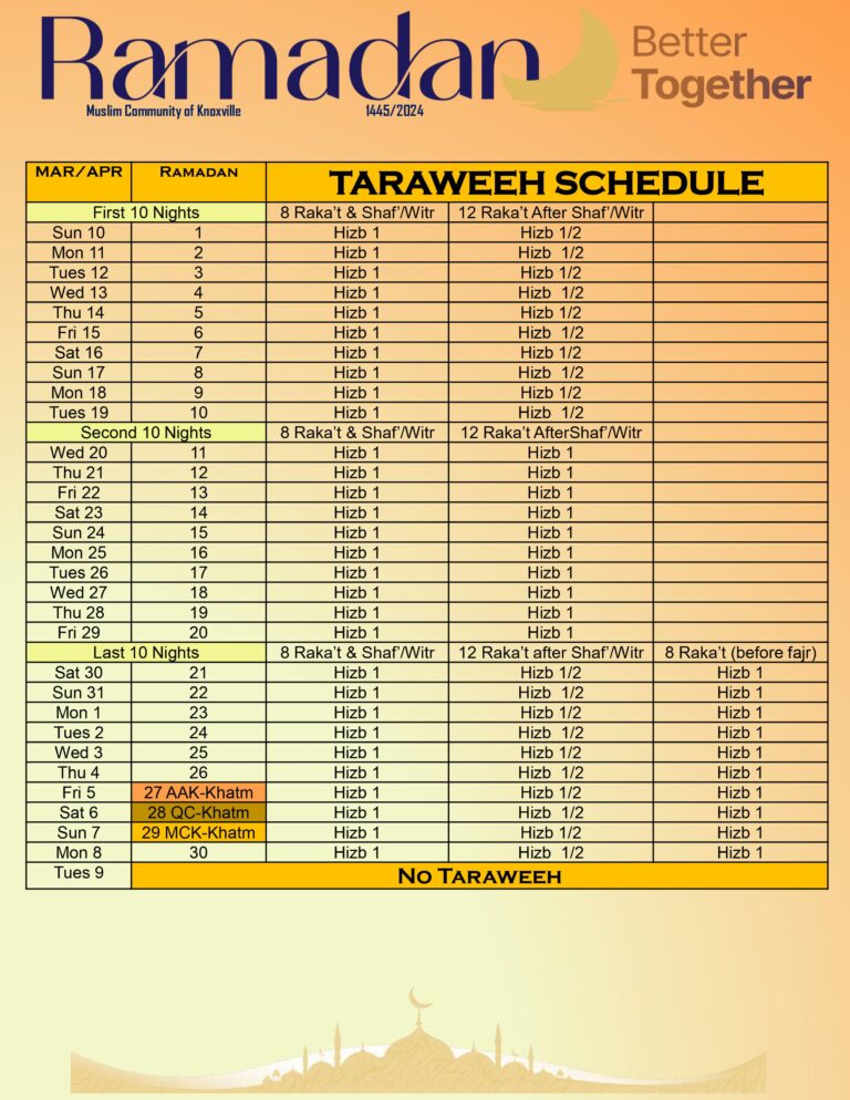 ramadan prayer times taraweeh